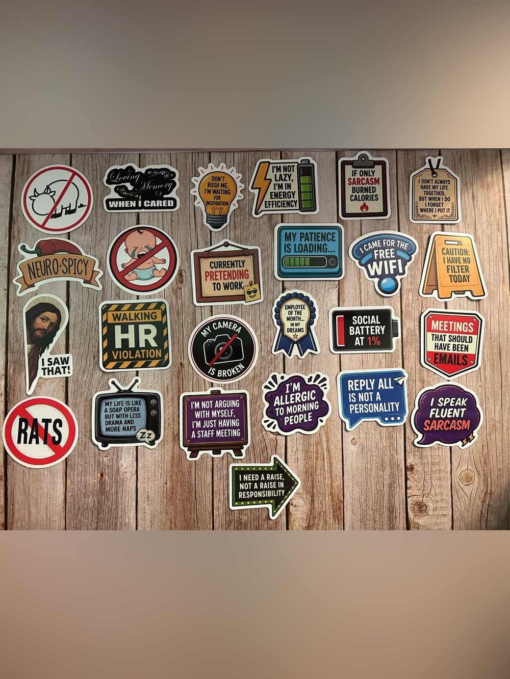 Novelty Humorous Sticker Set - Multicolor Wall Decals - Picture 1 of 1